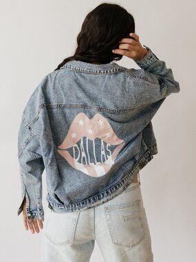 Women's Dallas Pink Lips Denim Jacket